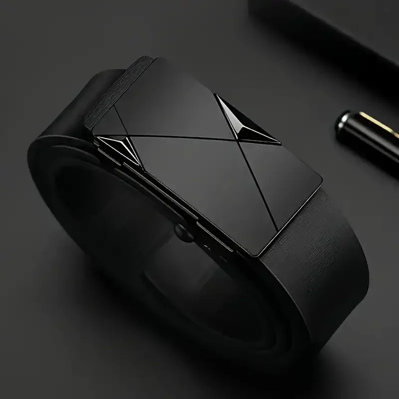 Pasek PU z automatyczną klamrą i płynną regulacją. Estetyczny wybór do pracy i na wyjście; bezpieczny także na prezent.