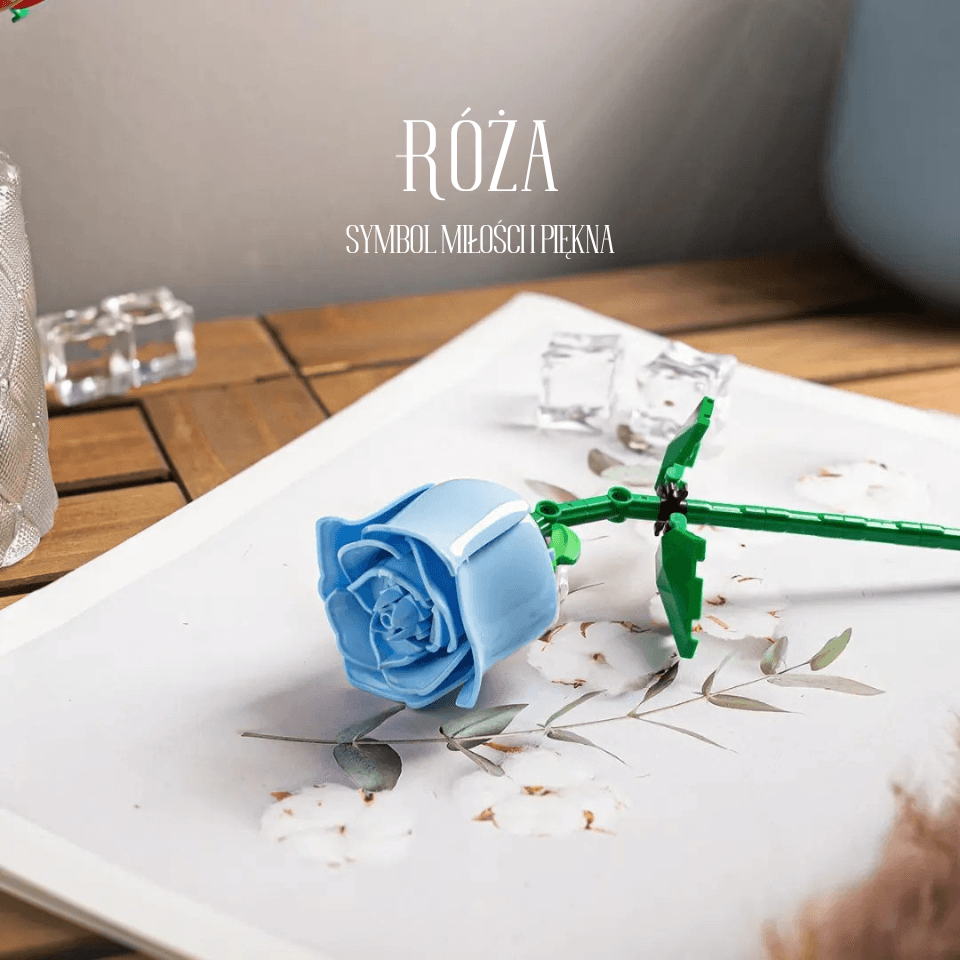 Romantyczna róża z klocków do samodzielnego złożenia – dekoracyjny bukiet w wybranym kolorze. Kreatywne budowanie i efektowna ozdoba do domu lub na prezent.