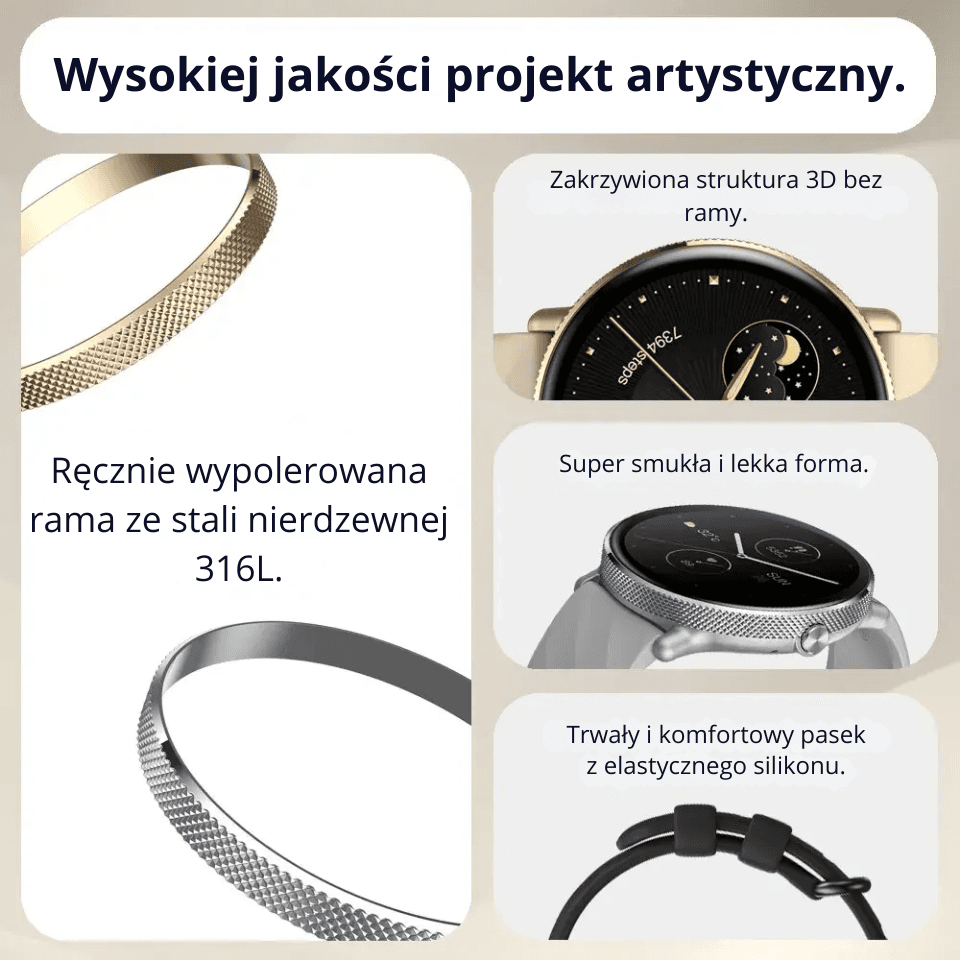 Zeblaze GTR 3 Pro to elegancki smartzegarek z AMOLED 1.43", stalą 316L i rozmowami Bluetooth. Działa na co dzień i do aktywności, także jako bezpieczny prezent.