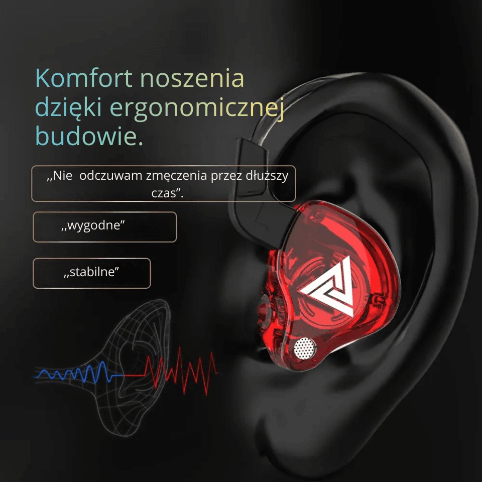 Słuchawki dokanałowe QKZ AK6 – proste, lekkie i wygodne, z wyraźnym basem do codziennego słuchania muzyki, filmów i gier.