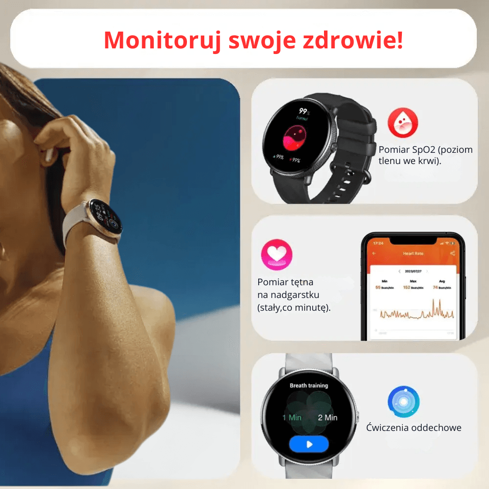 Zeblaze GTR 3 Pro to elegancki smartzegarek z AMOLED 1.43", stalą 316L i rozmowami Bluetooth. Działa na co dzień i do aktywności, także jako bezpieczny prezent.