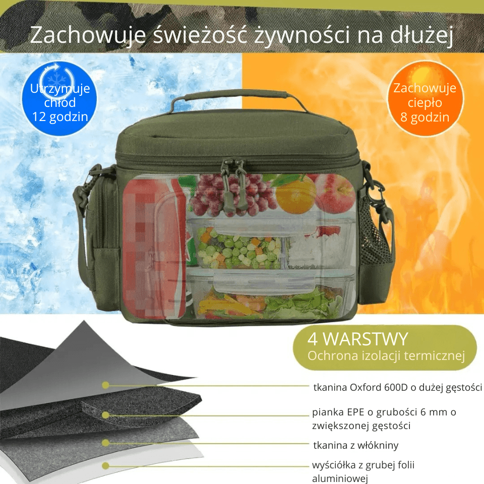 Wytrzymały lunch box termiczny do pracy, treningu i outdooru.