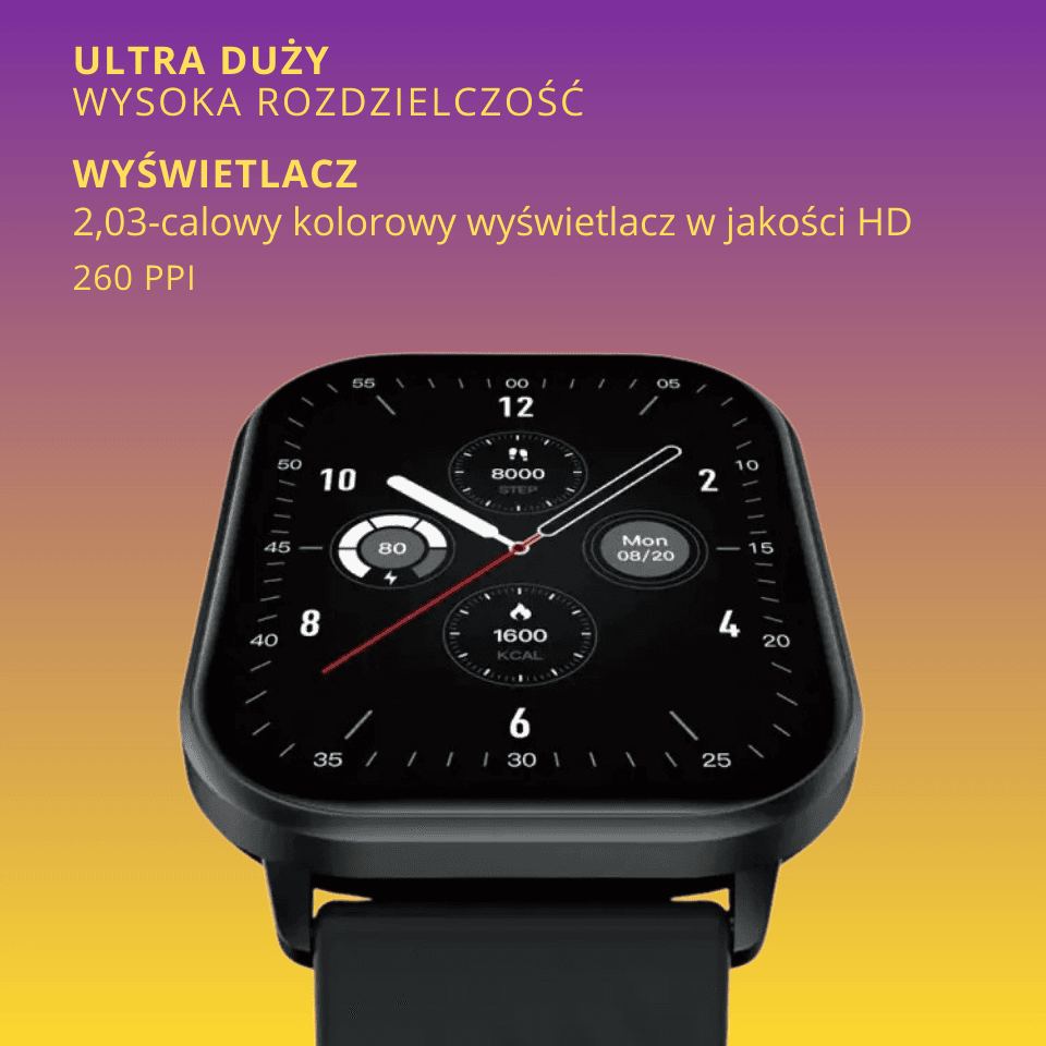 Smukły smartwatch z ekranem AMOLED do codziennego użytkowania, monitorowania aktywności i powiadomień. Sprawdzi się również jako bezpieczny wybór prezentowy.