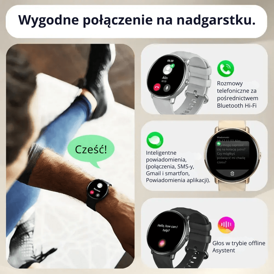 Zeblaze GTR 3 Pro to elegancki smartzegarek z AMOLED 1.43", stalą 316L i rozmowami Bluetooth. Działa na co dzień i do aktywności, także jako bezpieczny prezent.